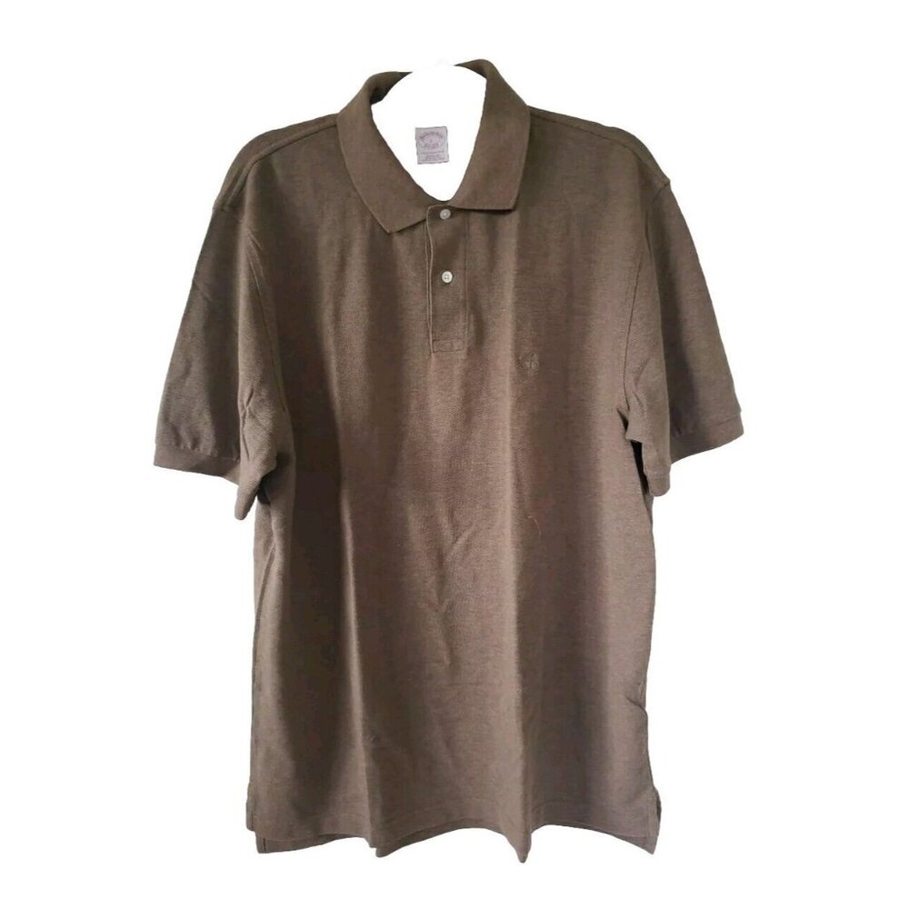 Brooks Brothers Polo Shirt Mens L Short Sleeve  Brown Original Fit Performance